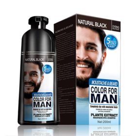 Beard Hair Color Shampoo For Men,Natural Permanent Beard DyeShampoo, Colors Hair In Minutes Long Lasting, 200ml, Black Hair DyeHaircare