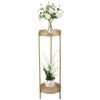 Modern Folding Metal 2-Tier Plant Stand Potted Plant Holder Shelf with 2 Round Trays Indoor Outdoor, Versatile, Golden