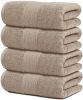 4 Pack Resort Collection Soft Bath Towels | 28x55 in Luxury Hotel Plush Absorbent Cotton Bath Towel Large Taupe Color