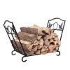 Indoor Outdoor Folding Log Storage Rack,Black