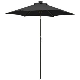 Parasol with LED Lights Black 78.7"x83.1" Aluminum