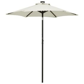 Parasol with LED Lights Sand 78.7"x83.1" Aluminum