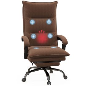 Executive Massage Office Chair with 6 Vibration Points, Microfiber Computer Desk Chair, Heated Reclining Chair with Footrest, Armrest, Double Padding