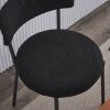 Set of 4 mid-century modern dining chairs - Teddy fabric upholstery - Curved back - Metal frame - Black | Elegant and comfortable kitchen chairs