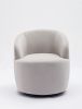 Velvet Fabric Swivel Accent Armchair Barrel Chair With Black Powder Coating Metal Ring,Gray