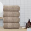 4 Pack Resort Collection Soft Bath Towels | 28x55 in Luxury Hotel Plush Absorbent Cotton Bath Towel Large Taupe Color