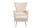 Modern Accent Chair with Ottoman, Comfy Armchair for Living Room, Bedroom, Apartment, Office (Beige)