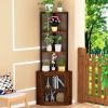 Corner Shelf with Doors, 65" Corner Cabinet & Wine Glass Rack, 6 Tier Bookshelf Display, Freestanding Corner Storage Stand for Kitchen, Living Room