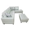 Silver Green Semi PU Synthetic Leather 3-Piece Couch Living Room Sofa Set