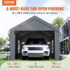 VEVOR Carport, Heavy Duty 12x20ft Car Canopy, Outdoor Garage Shelter with Removable Sidewalls, Roll-up Ventilated Windows & Door