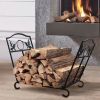 Indoor Outdoor Folding Log Storage Rack,Black