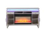 Perla TV Stand With Electric Fireplace in Milky White