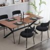 Set of 4 mid-century modern dining chairs - Teddy fabric upholstery - Curved back - Metal frame - Black | Elegant and comfortable kitchen chairs