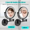 8 Inch LED Wall Mount Two-Sided Magnifying Makeup Vanity Mirror 12 Inch Extension Matte Black 1X/3X Magnification Plug 360 Degree Rotation Waterproof