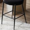 Set of 2 modern teddy fabric upholstered bar stools - Metal base high stool - Suitable for kitchen