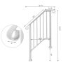 Handrails for Outdoor Steps, Iron Handrail Fits 2 Step, Transitional Handrail with Installation Kit, White