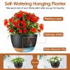 4Pcs 9.64In Diameter Hanging Planter with Drainage Holes Removable Self-Watering Tray Plastic Hanging Flower Plant Pots For Indoor Outdoor Herb Ivy Fe