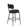 Set of 2 modern teddy fabric upholstered bar stools - Metal base high stool - Suitable for kitchen