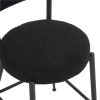 Set of 2 modern teddy fabric upholstered bar stools - Metal base high stool - Suitable for kitchen