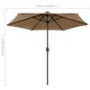 Parasol with LED Lights and Aluminum Pole 106.3" Taupe