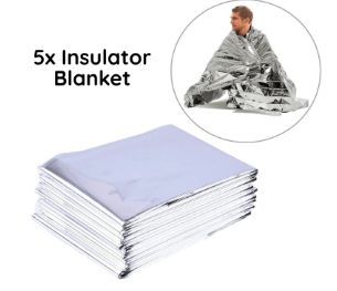 Emergency Blanket Outdoor Portable Thermal Double-sided Silver Survival (Option: Silver-130x210cm-5pcs)