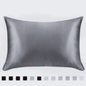 Pillowcase Satin Solid Color Simulation Silk Single Pillowcase Ice Silk Pillowcase (Option: Grey-20x26inches-1PC)