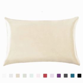 Pillowcase Satin Solid Color Simulation Silk Single Pillowcase Ice Silk Pillowcase (Option: Beige-20x26inches-1PC)