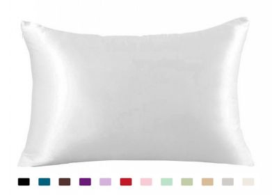 Pillowcase Satin Solid Color Simulation Silk Single Pillowcase Ice Silk Pillowcase (Option: white-20X36inches-1PC)