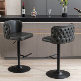 Furniture,Swivel Barstools Adjusatble Seat Height, Modern PU Upholstered Bar Stools With The Whole Back Tufted, For Home Pub And Kitchen Island (Option: Dark gray)