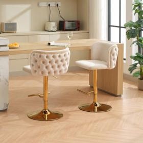 Furniture,Swivel Barstools Adjusatble Seat Height, Modern PU Upholstered Bar Stools With The Whole Back Tufted, For Home Pub And Kitchen Island (Option: Beige3)