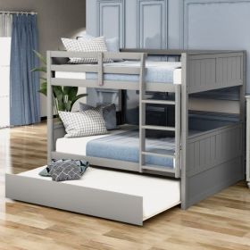 Full Over Full Bunk Bed With Twin Size Trundle (Option: Gray)