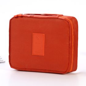 Portable Cosmetic Bag Waterproof Divider Multi-grid Pockets Toiletry Bags Travel Storage Handbags Women Make Up Bag (Color: Orange)