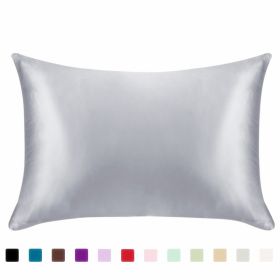 Pillowcase Satin Solid Color Simulation Silk Single Pillowcase Ice Silk Pillowcase (Option: Silver-20x26inches-1PC)