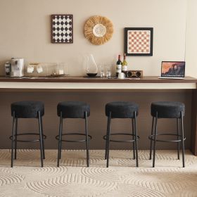 30" Tall, Round High Bar Stools, Set of 2 - Contemporary upholstered dining stools for kitchens (Color: As pic)