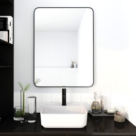 24 x 32 Inch Bathroom Mirror Black Aluminum Frame (Color: As pic)