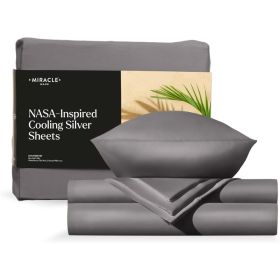 Luxe Cooling Bed Sheets ‚ÄìStone Fitted Sheet Sets Queen‚Äì 4 Piece Linen Silver Infused Bedspreads for King Size Bed Cover Arranged (Color: Stone, size: California King)