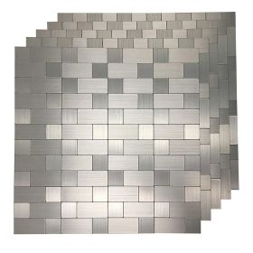 Art3d 1 PCS Peel and Stick Backsplash Tiles Self adhesive Stainless Steel Kitchen Silver Brushed Metallic Mosaic 30x30cm (size: 5-Sheets)