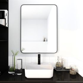 24 x 32 Inch Bathroom Mirror Black Aluminum Frame (Color: as picture)