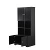 Tall and Wide Bathroom Floor Storage Cabinet, Bathroom Storage Unit, Freestanding Cabinet with 4 Doors, Adjustable Shelves, Open multi-layer Shelves