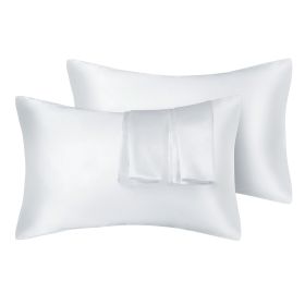 75D Satin Artificial Silk Pillowcase (Option: White-King 20X36in-1Pairs)