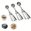 3pcs Cookie Scoop Set, Stainless Steel Ice Cream Scooper With Trigger Release, Large/Medium/Small Cookie Scooper For Baking