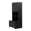 Tall and Wide Bathroom Floor Storage Cabinet, Bathroom Storage Unit, Freestanding Cabinet with 4 Doors, Adjustable Shelves, Open multi-layer Shelves