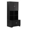 Tall and Wide Bathroom Floor Storage Cabinet, Bathroom Storage Unit, Freestanding Cabinet with 4 Doors, Adjustable Shelves, Open multi-layer Shelves