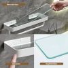 Bathroom Shelves Wall Mounted Glass Shelves for Bathroom Floating Shelf with Towel Holder Glass Shower Shelf 2 Tier Bathroom Wall Organizer