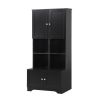 Tall and Wide Bathroom Floor Storage Cabinet, Bathroom Storage Unit, Freestanding Cabinet with 4 Doors, Adjustable Shelves, Open multi-layer Shelves