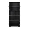 Tall and Wide Bathroom Floor Storage Cabinet, Bathroom Storage Unit, Freestanding Cabinet with 4 Doors, Adjustable Shelves, Open multi-layer Shelves