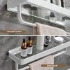 Bathroom Shelves Wall Mounted Glass Shelves for Bathroom Floating Shelf with Towel Holder Glass Shower Shelf 2 Tier Bathroom Wall Organizer