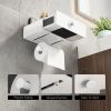 Toilet Paper Holder with Shelf Black Wipes Dispenser for Bathroom Stainless Steel Toilet Paper Holder with Storage Drawer Adhesive Wall Mount Small Ba