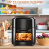 15.8QT Air Fryer Family Size 1400W Powerful Oilless Cooker Crisp Bake Grill Dehydrate Touch Screen Customized Temperature Time Visible Window