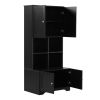 Tall and Wide Bathroom Floor Storage Cabinet, Bathroom Storage Unit, Freestanding Cabinet with 4 Doors, Adjustable Shelves, Open multi-layer Shelves